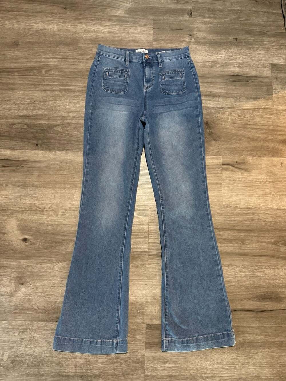 Nicole Miller Nomad Super High Rise Flare Jeans Size 4 Blue Denim